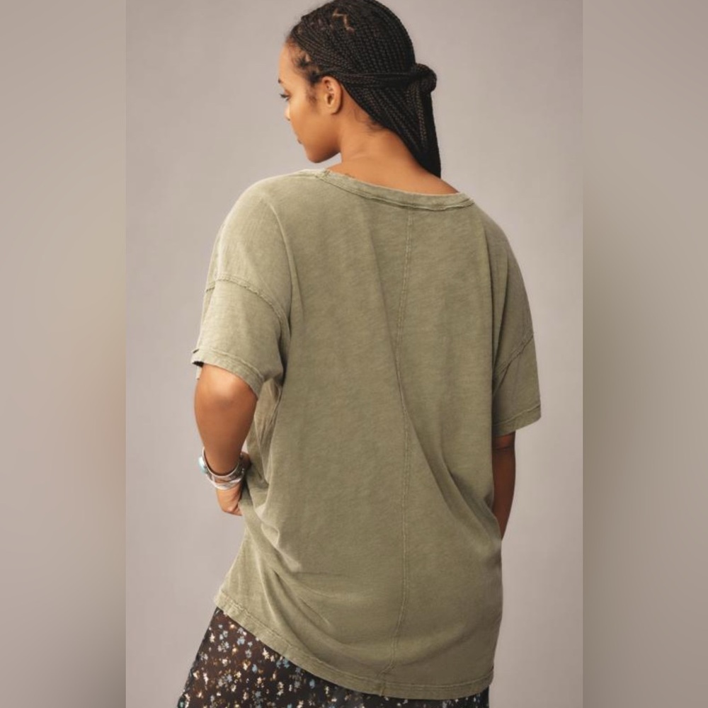 Anthropologie Pilcro The Jordyn Cotton-Slub Crew-Neck Oversized Tee